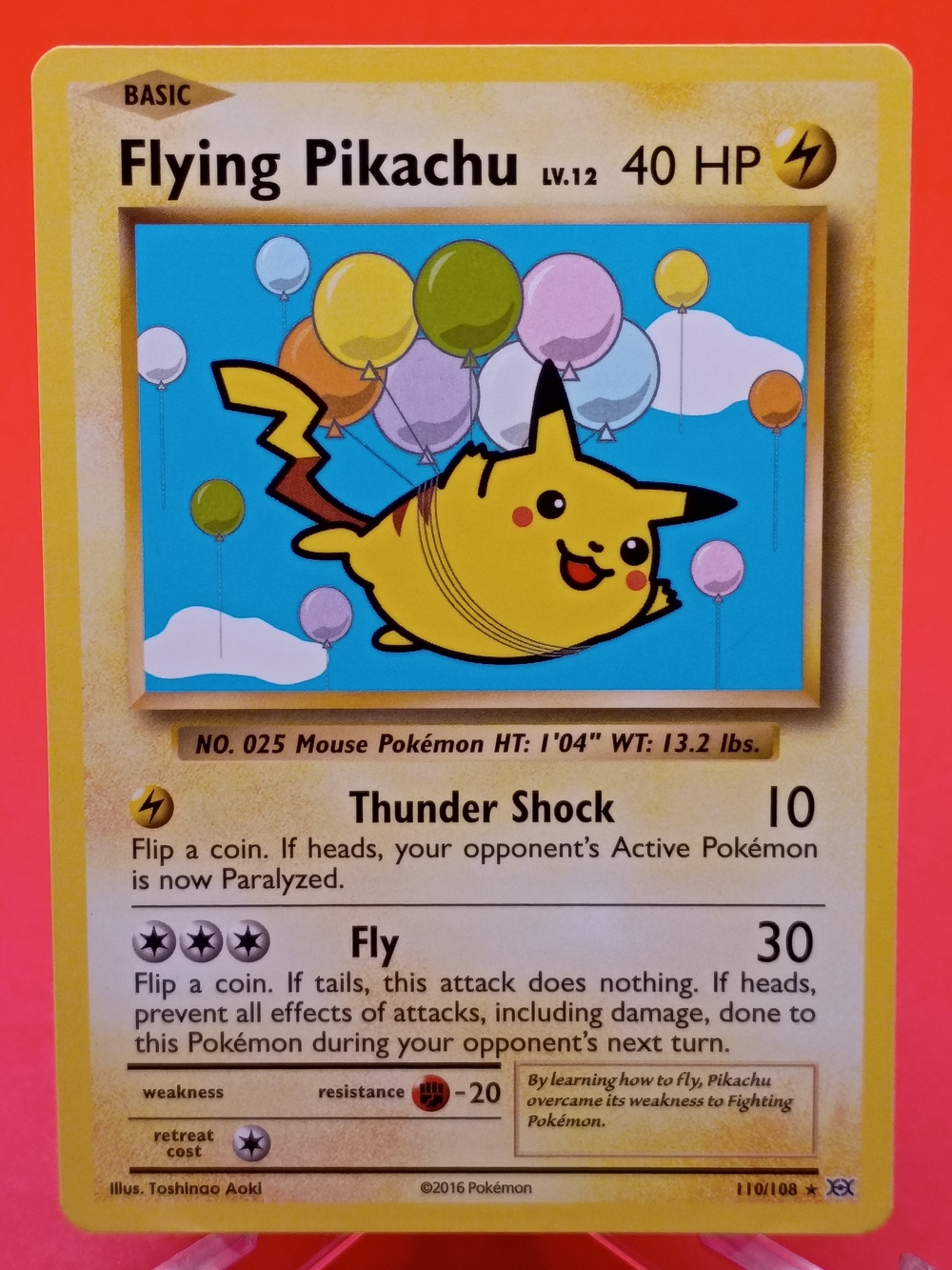 Flying Pikachu Secret Rare 110/108 XY Evolutions Pokémon